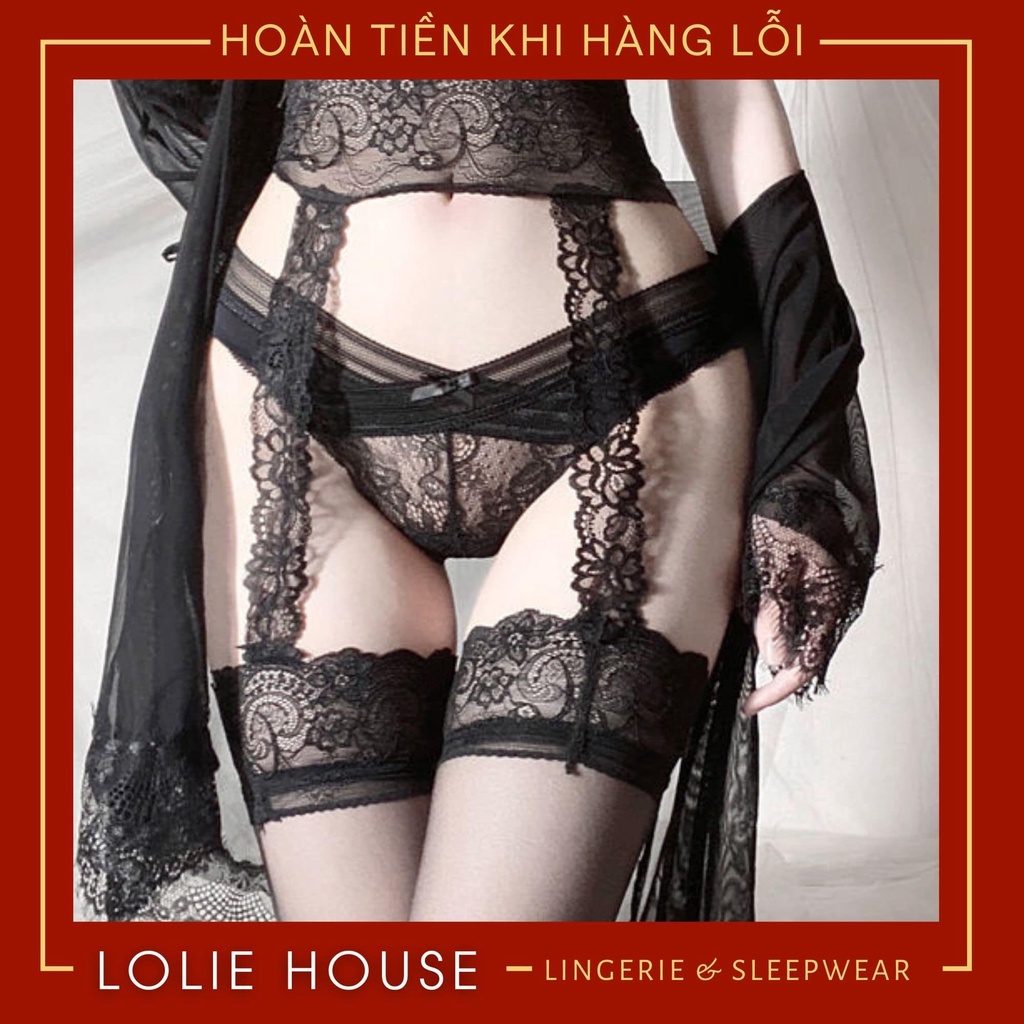 Quần tất đùi ren lưới sexy phối dây kẹp tất bản lưng chống tụt garter cho nữ LOLIE HOUSE - QT10