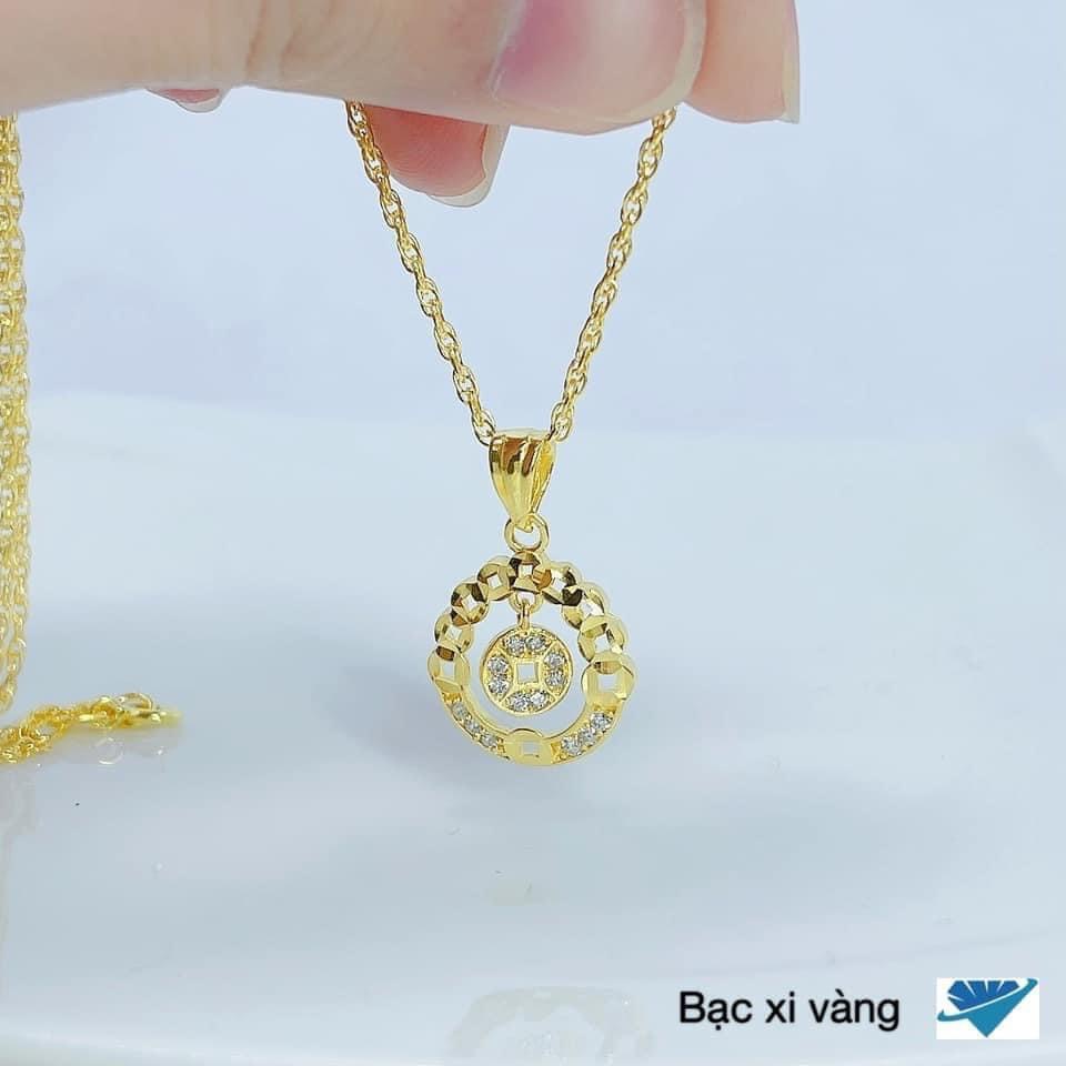 Dây chuyền mặt kim tiền đính đá nhỏ chiêu tài lộc chuẩn bạc ta - Kho sỉ bạc Nhất Linh