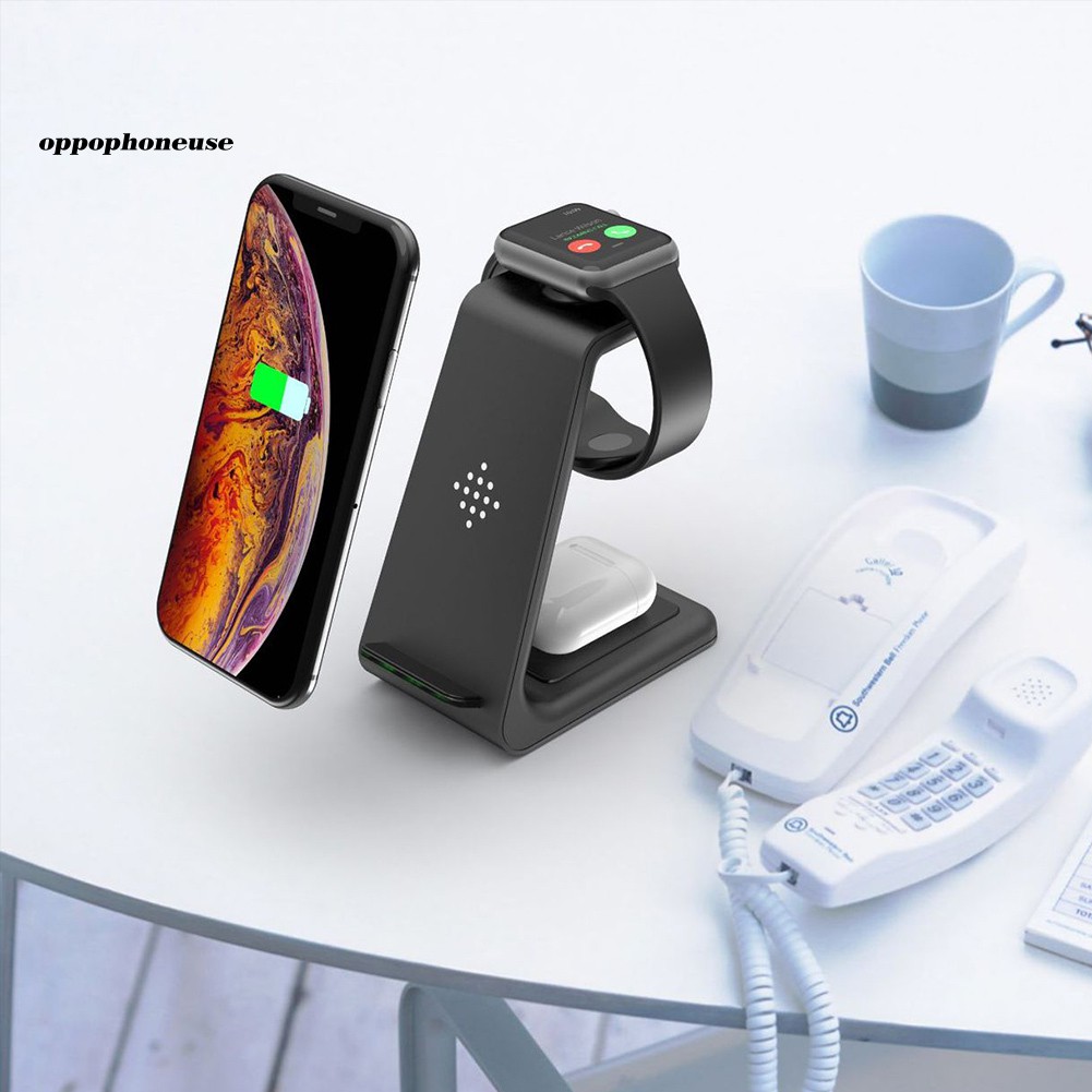 【OPHE】3 in 1 Qi Wireless Fast Charging Charger Dock Stand for iPhone for AirPods Pro