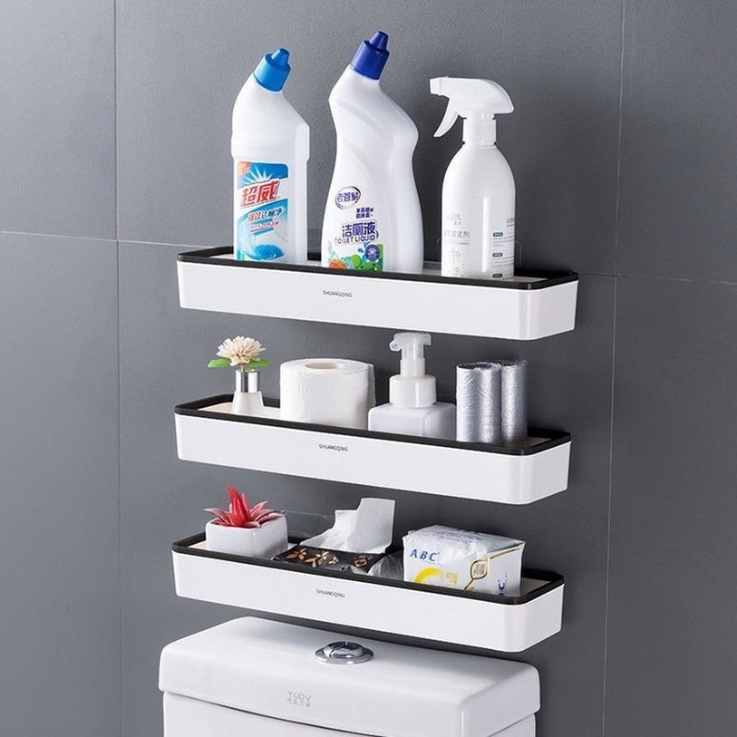 Giá kệ nhà tắm 41.5 * 10cm Kệ chữ nhật dán tường cao cấp, đa năng cho phòng tắm, nhà bếp / không cần khoan tường Kệ Đựng Đồ Nhà Vệ Sinh Dán Tường -Cao cấp, Cực đẹp