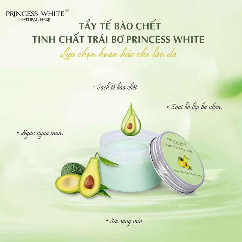 Kem tẩy tế bào chết tinh chất trái bơ PRINCESS WHITE HỘP 100G