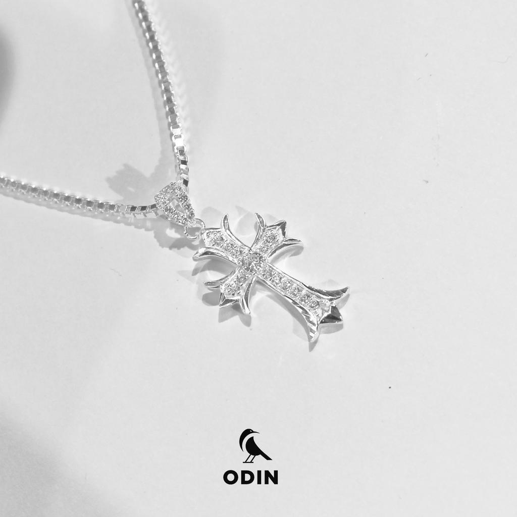 Dây chuyền thánh giá GOTHIC bạc s925 đính đá phong cách cổ điển, thanh lịch với họa tiết hoa Iris