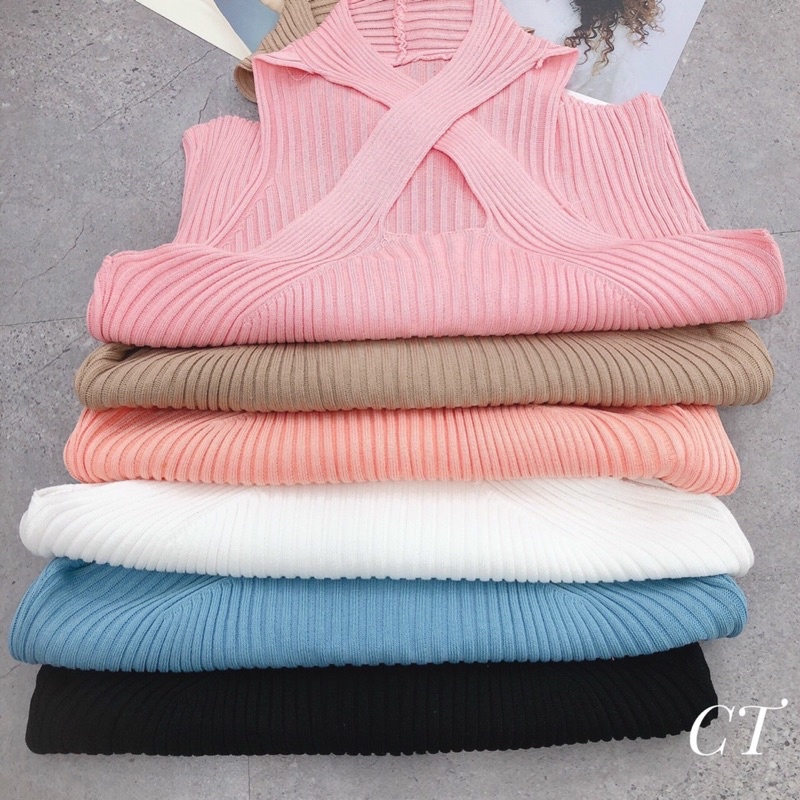 Áo croptop cổ yếm giọt nước đủ màu cực hot
