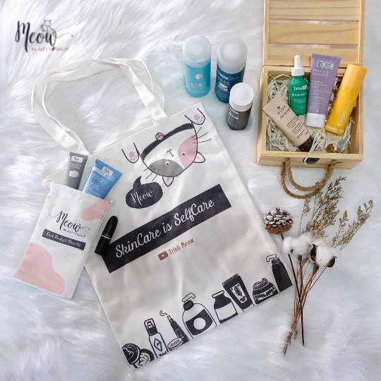 [HB Gift - Quà tặng không bán] Túi vải rút dây đựng mỹ phẩm Meow Beauty Shop