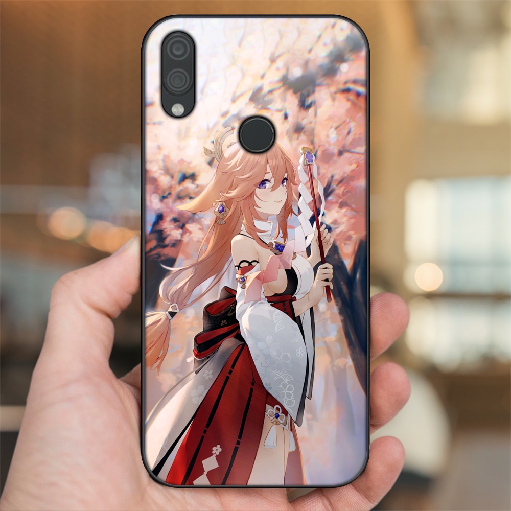 Ốp lưng Xiaomi Redmi Note 7, Note 7 Pro viền đen in hình Yae Miko Genshin Impact