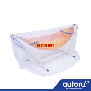 Võng xếp đưa tự động cao cấp cho trẻ em autoru aubh01 - bao gồm khung võng, lưới võng, màn, máy đưa võng tự động