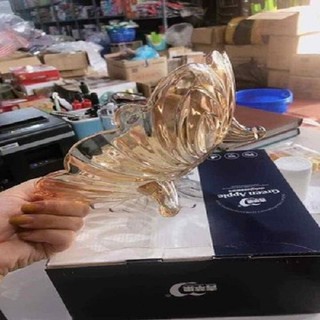 KHAY - THỐ ĐỰNG HOA QUẢ THẢ HOA THỦY TINH 3 CHÂN MÀU VÀNG TRONG SUỐT SANG TRỌNG