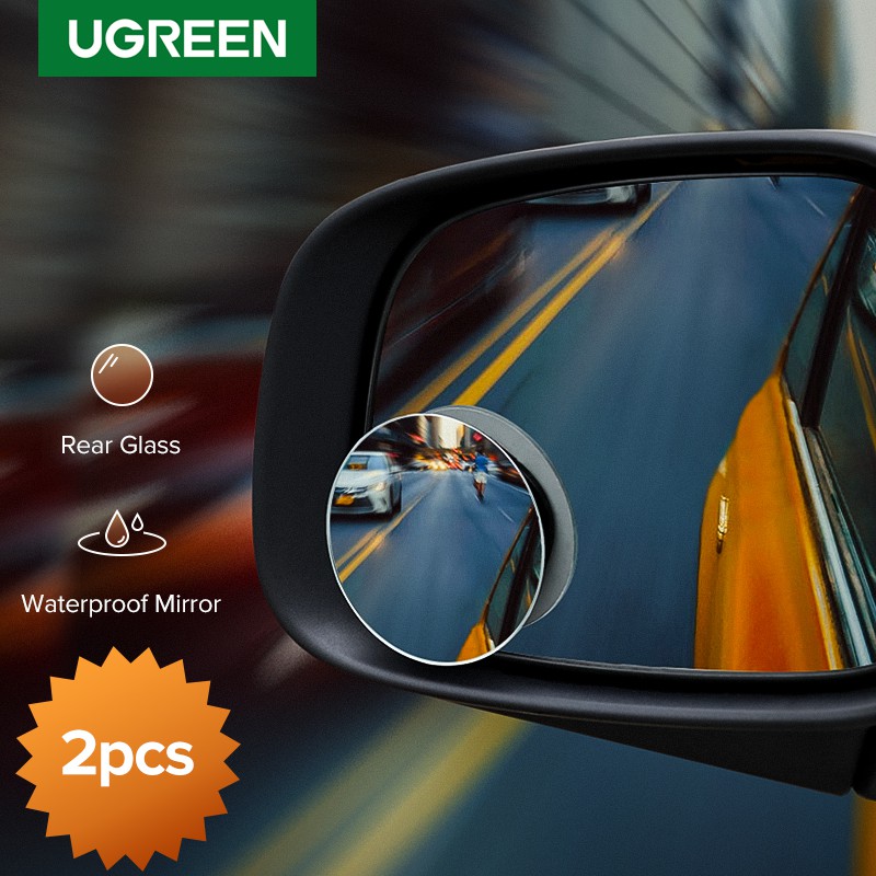 Gương chiếu hậu Ugreen kiểu gương cầu lồi 360° HD hình tròn chống điểm mù cho xe hơi