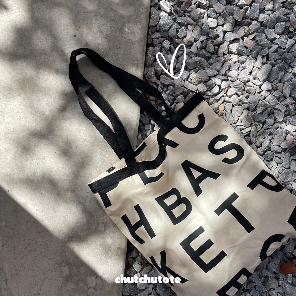 T334/ Túi tote túi vải canvas peach basket đeo vai và có tay xách