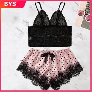 Bộ đồ ngủ lụa phối ren quyến rũ cho nữ