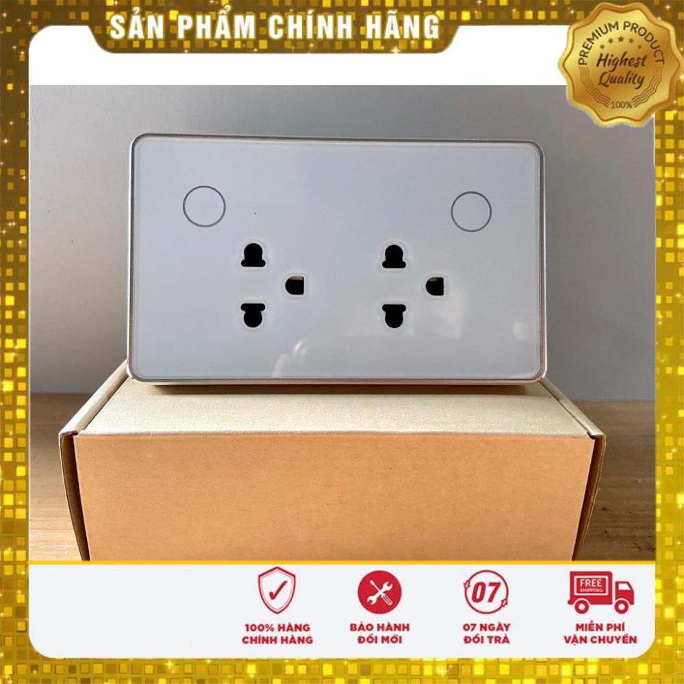 Ổ Cắm Zigbee Viền Vàng Tuya Âm Tường Chữ Nhật Hẹn Giờ Bật Tắt Điều Khiển Từ Xa Dùng Cho Hệ Thống Nhà Thông Minh