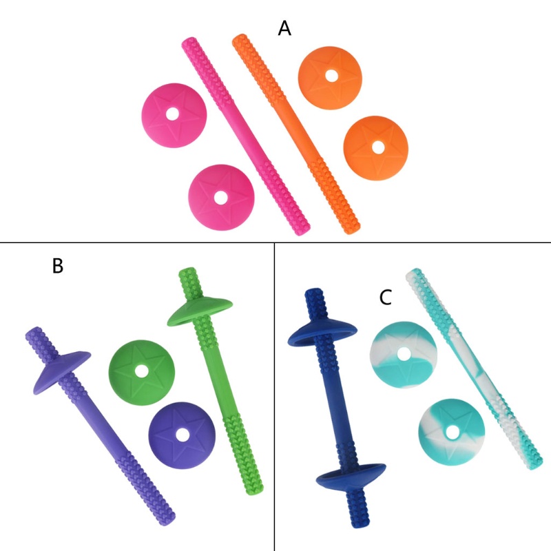 Bộ 2 Ống Silicone Rỗng Mát Xa An Toàn Cho Bé Sơ Sinh Mọc Răng