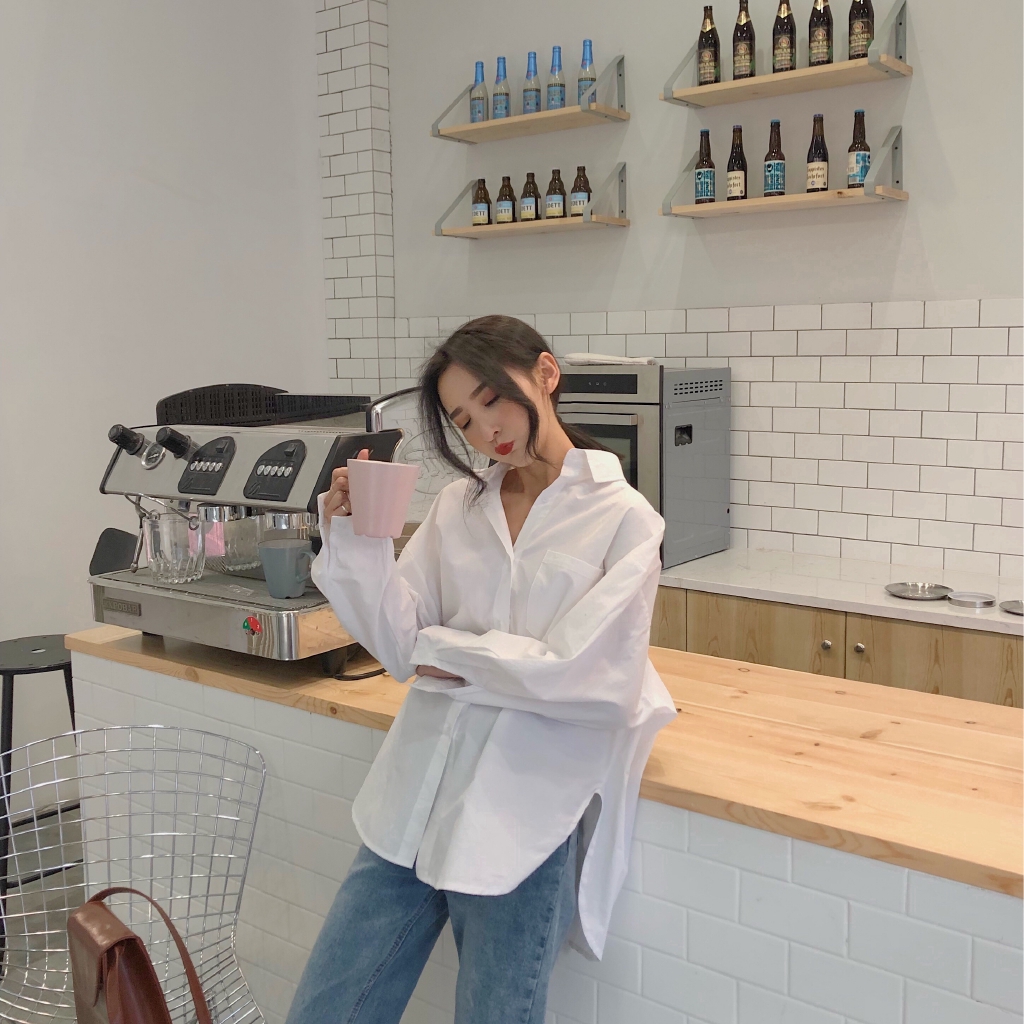 Áo sơ mi tay dài cổ bẻ thời trang Hàn Quốc cho nữ