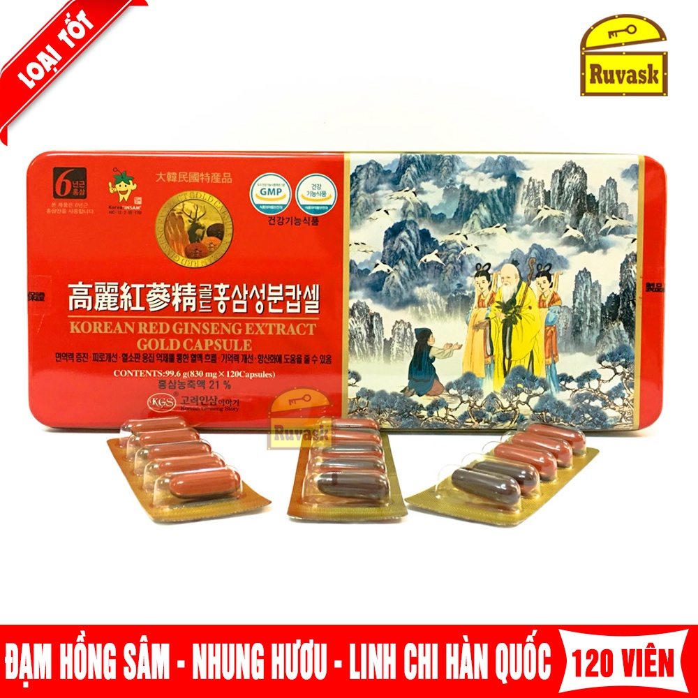 Sâm Hàn Quốc CHÍNH HÃNG - Viên Đạm Sâm Nhung Hươu Linh Chi Hàn Quốc 6 Năm Tuổi -Viên Đạm Tổng Hợp Ruvask.