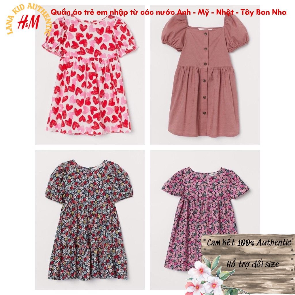 Váy cọc tay trẻ em bé gái - Size từ 1 tuổi đến 10 tuổi - Cam kết 100% HM Authentic