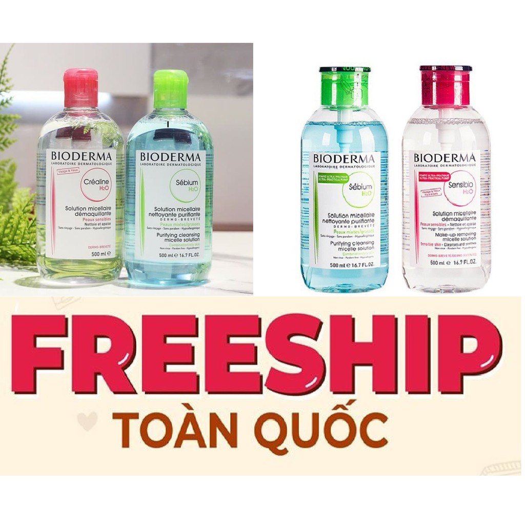 FREESHIP TOÀN QUỐC - Tẩy Trang Bioderma Senbio  Créaline 500ml chính hãng (Nắp Nhấn-Nắp Bật)