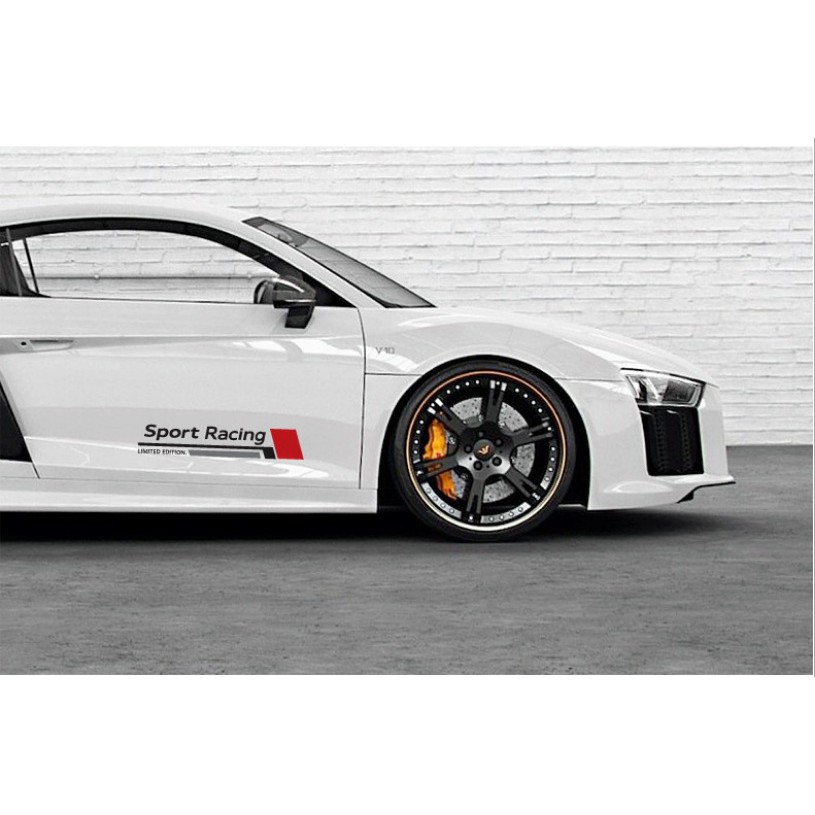 Bộ 2 tem dán cửa xe ô tô Racing Sport