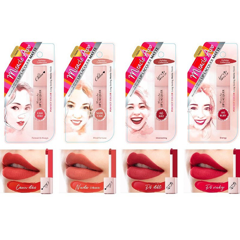 Son kem lì Miracle Apo Lip Lacquer Matte Holiday Collection 3ml -Nude Cam