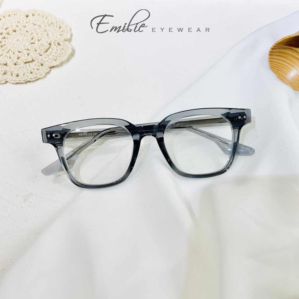 Gọng kính vuông nam nữ nhựa TR kết hợp acetate Kính mắt Emilie phụ kiện thời trang K9104