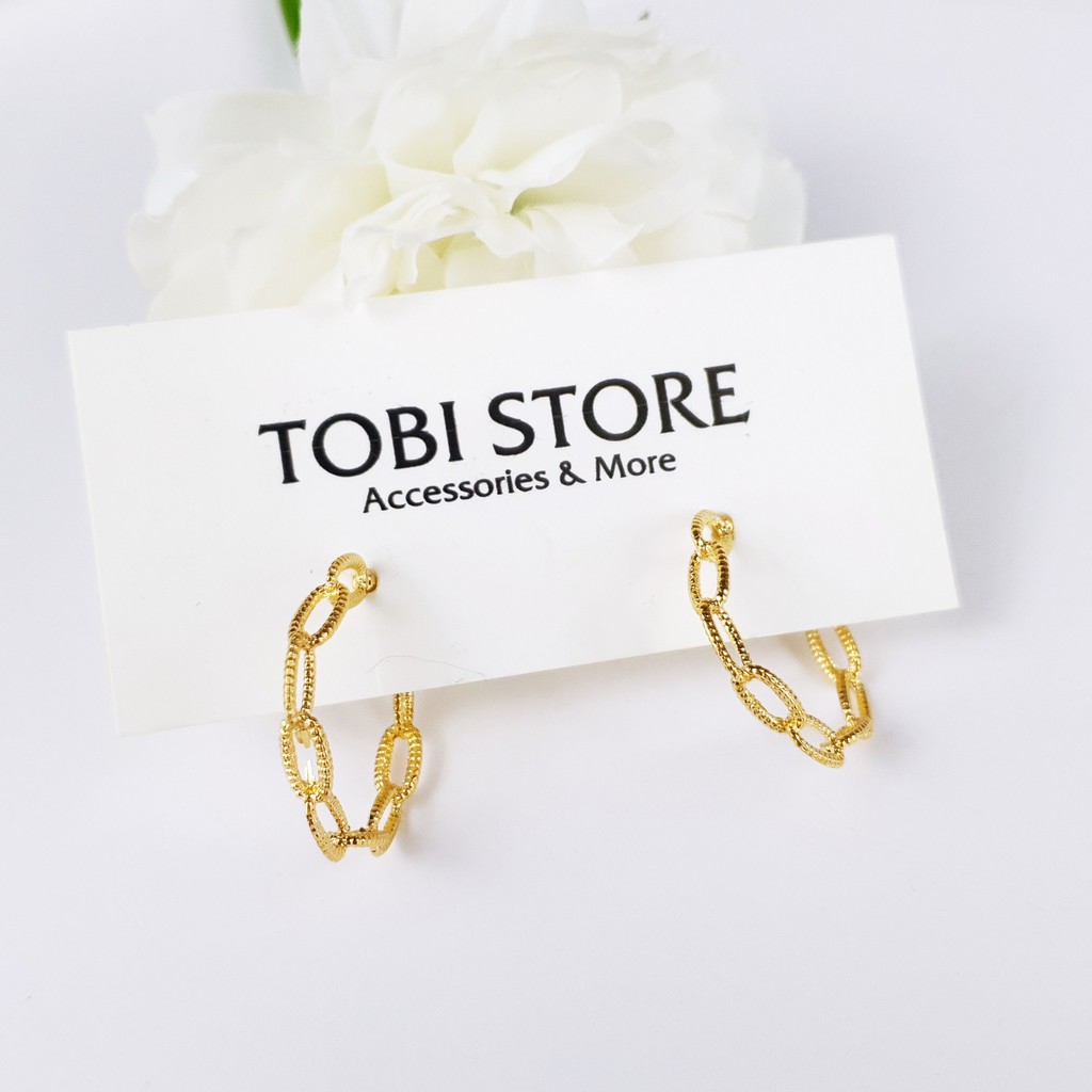 Khuyên tai nữ tròn vân xù xì bông tai tròn kiểu độc lạ TB30 TOBI STORE