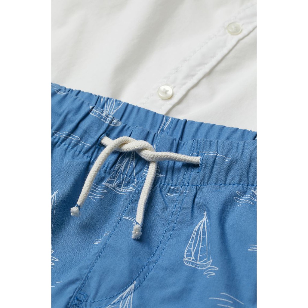 Bộ áo sơ mi cổ tàu quần short trẻ em bé trai - Size từ 1 tuổi đến 10 tuổi - Cam kết 100% HM Authentic