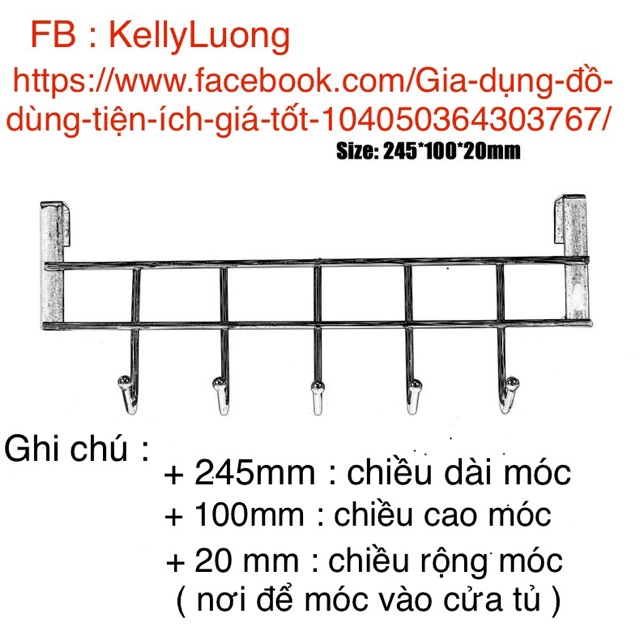 Móc treo cửa đa năng inox ( mẫu mini 5 móc )