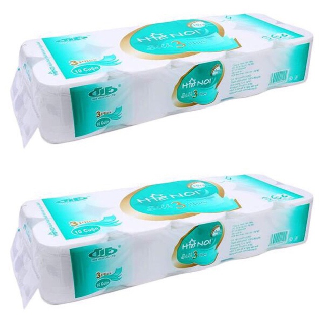 (COMBO 2) GIẤY VỆ SINH HN XANH 10 CUỘN KHÔNG LÕI x 3 LỚP 1.4KG