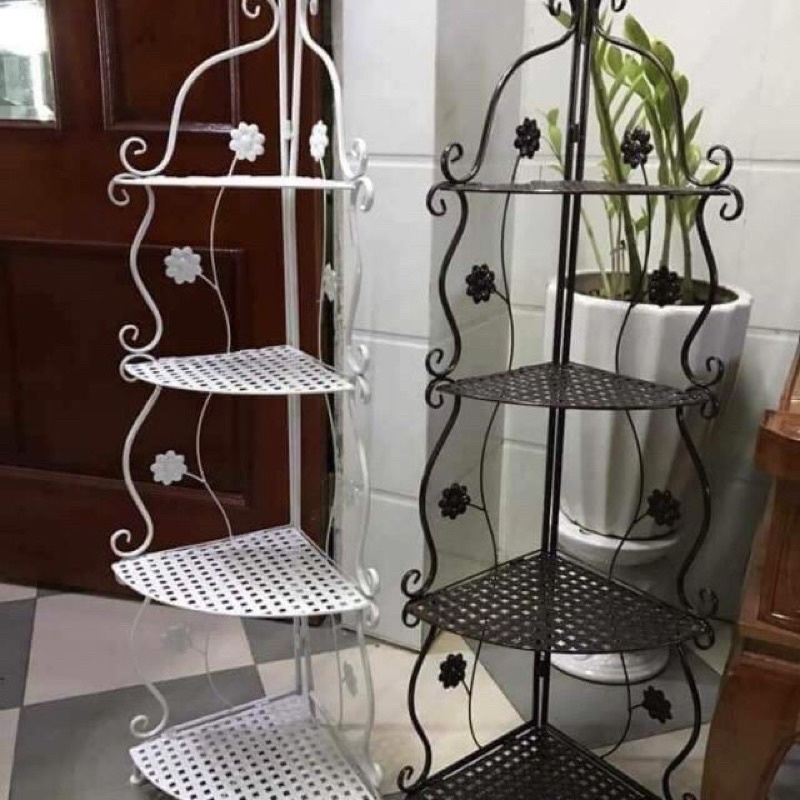 Kệ Góc Hoa Văn Gấp Gọn 4 Tầng Thép Cacbon Sơn Tĩnh Điện 5 Lớp - Kiểu Dáng Đẹp Thông Minh Để Nhà Tắm, Phòng Khách