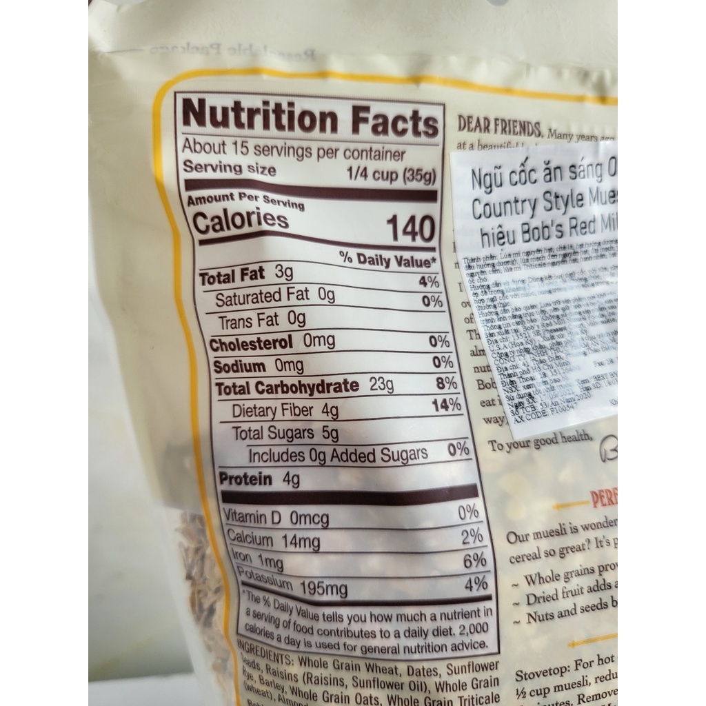 [Túi 510g] [MUESLI] NGŨ CỐC ĂN SÁNG [USA] BOB’S RED MILL Old Country Style Cereal (anm-hk)