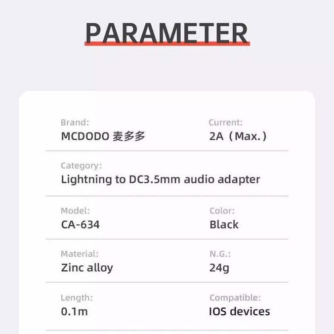 Mcdodo Đầu Chia Cổng Lightning 3.55mm Cho Iphone Ios