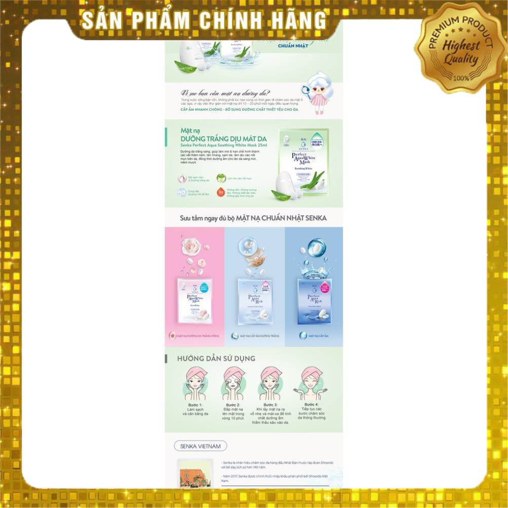 Mặt nạ dưỡng trắng dịu mát da Senka Perfect Aqua Soothing White Mask 25ml_14991