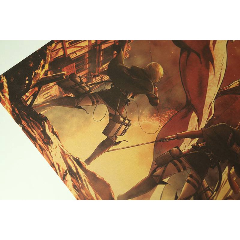 Áp phích dán tường trang trí hình Attack On Titan 50.5x35cm độc đáo