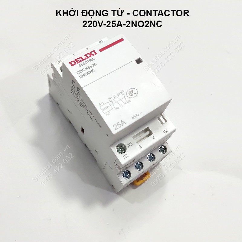 Bộ ATS tự động đóng nguồn dự phòng làm từ khởi động từ-contactor 220V-25A, 2NO2NC