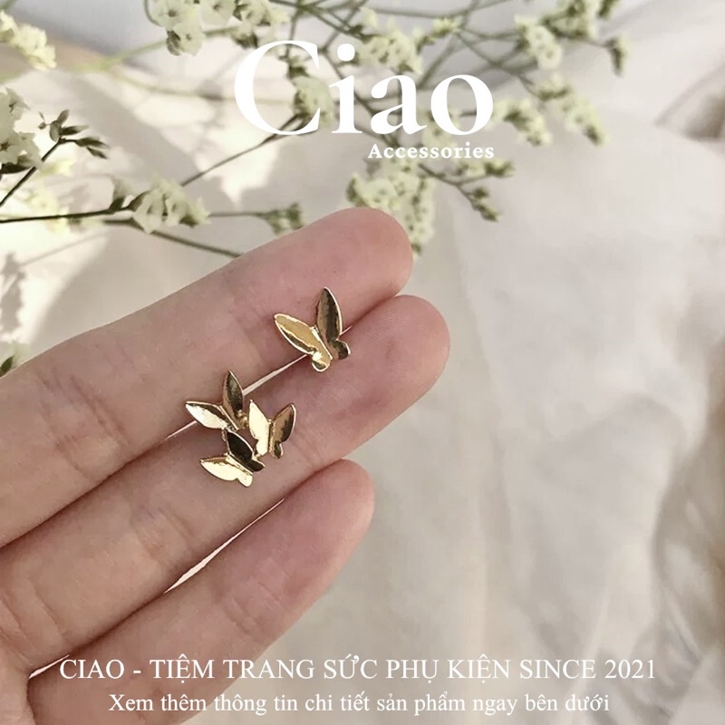 [HOẢ TỐC 1H] Khuyên tai/ Bông tai mạ bạc S925 thiết kế nữ tính xinh xắn Lindane Ciao