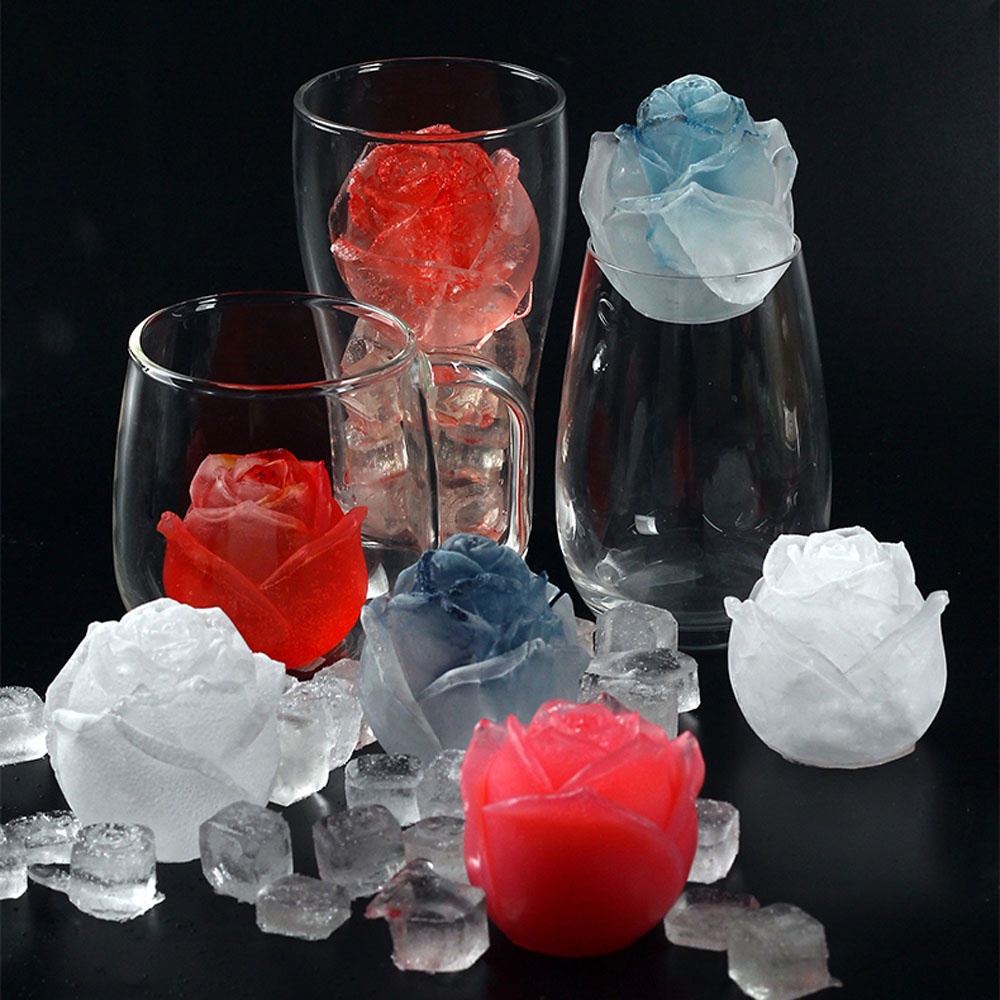Khuôn silicone làm đá viên hình hoa hồng 3d tái sử dụng