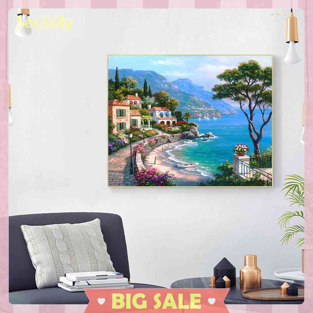 Bộ Tranh Thêu Chữ Thập 11CT DIY Hình Thị Trấn Biển Đầy Đủ