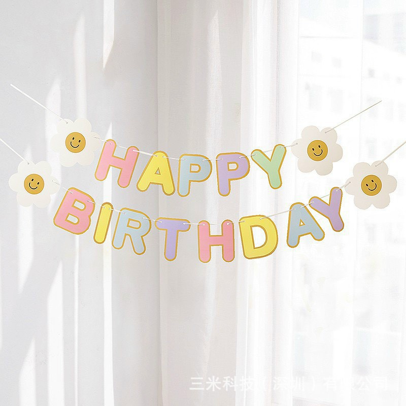 Dây Treo Happy Birthday Hoa Cúc 2 Mẫu Mới