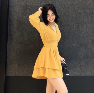 Jumpsuit cổ tim tay dài mặc đi làm đi chơi đều xinh (kèm hình thật)