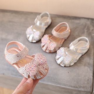 Sandal bé gái đính nơ lấp lánh siêu xinh Mã A106- dép sandal nơ dọ đính hạt