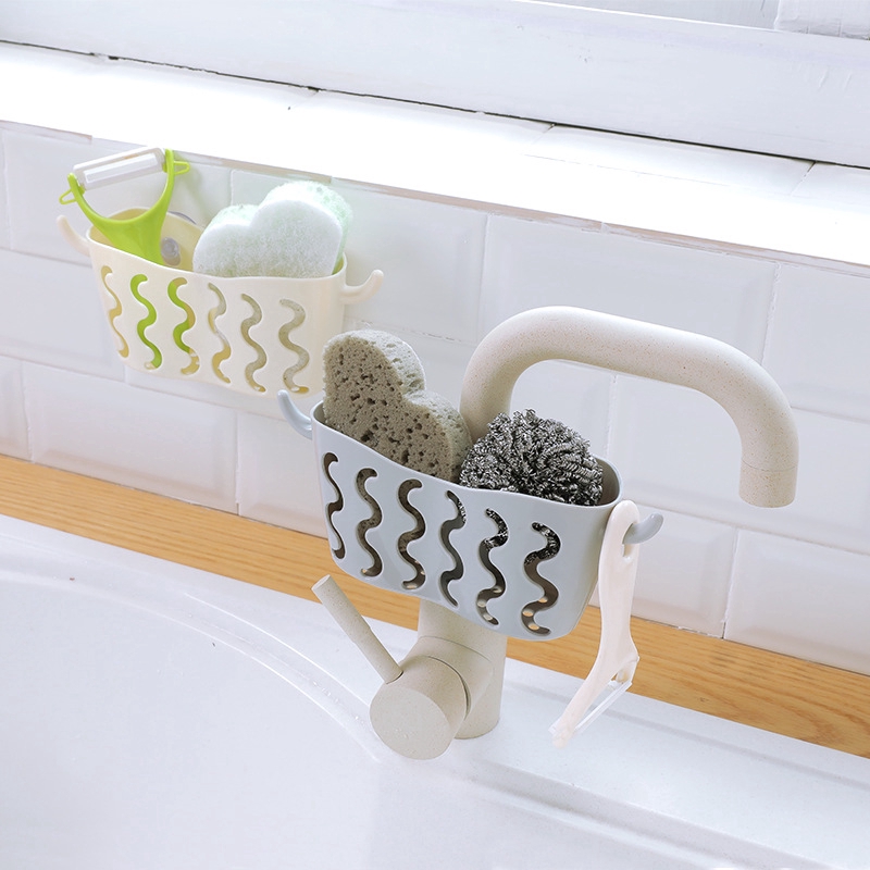 Giỏ treo đựng mút và khăn rửa chén có cốc hút không cần đục lỗ