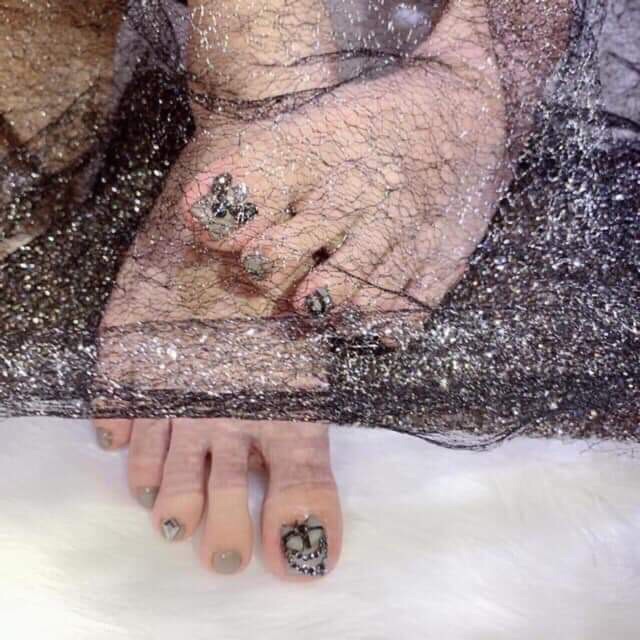 Lưới ren Đen kim tuyến chụp ảnh mẫu, lưới ẩn nail