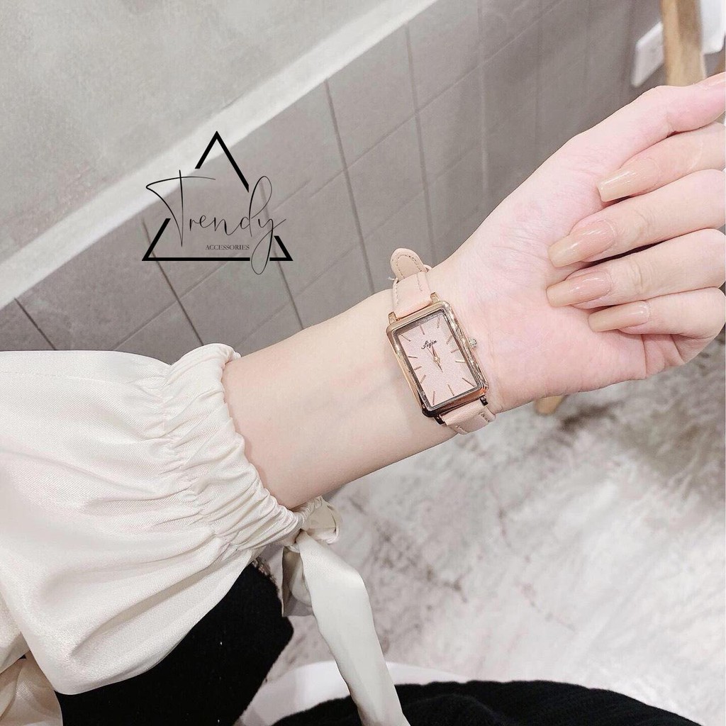 Đồng hồ nữ Jigin dây da màu hồng đáng yêu, nhẹ nhàng, phù hợp nàng công sở và các bạn sinh viên