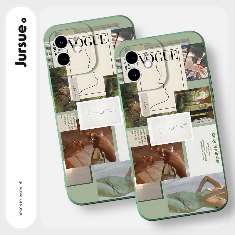 Ốp lưng JURSUE mềm viền vuông hình dễ thương đẹp Cho iPhone 14 13 12 11 Pro Max SE 2020 X XR XS 8 7 ip 6S 6 Plus Y2307