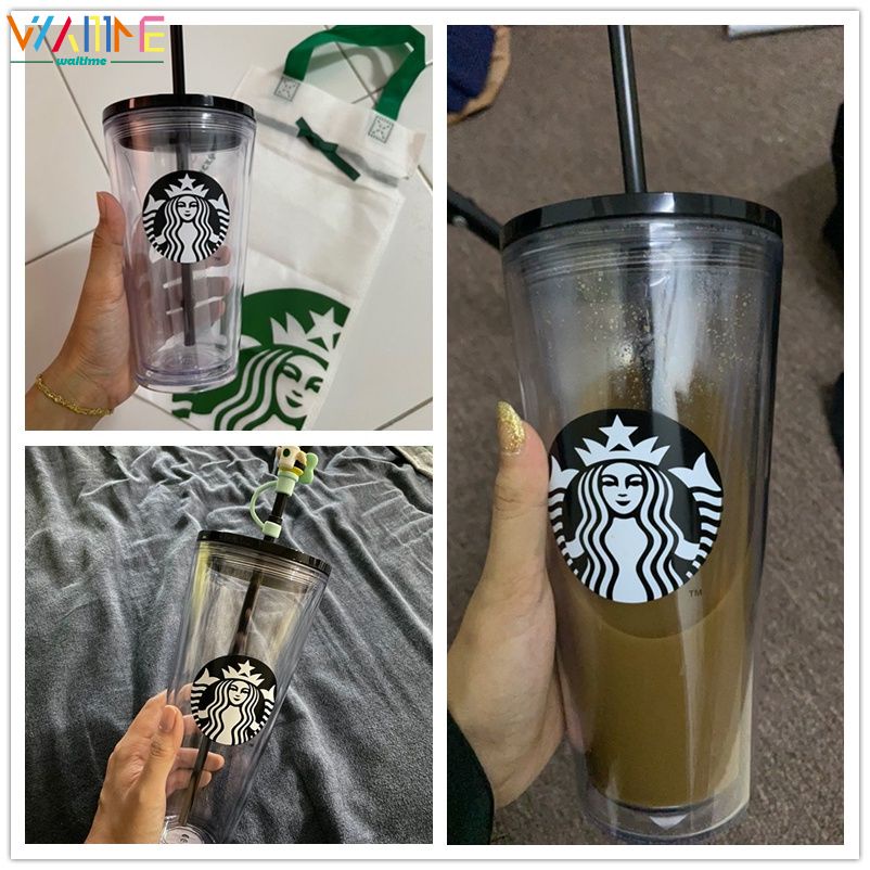 Cốc uống nước trong suốt in logo Starbucks 24oz