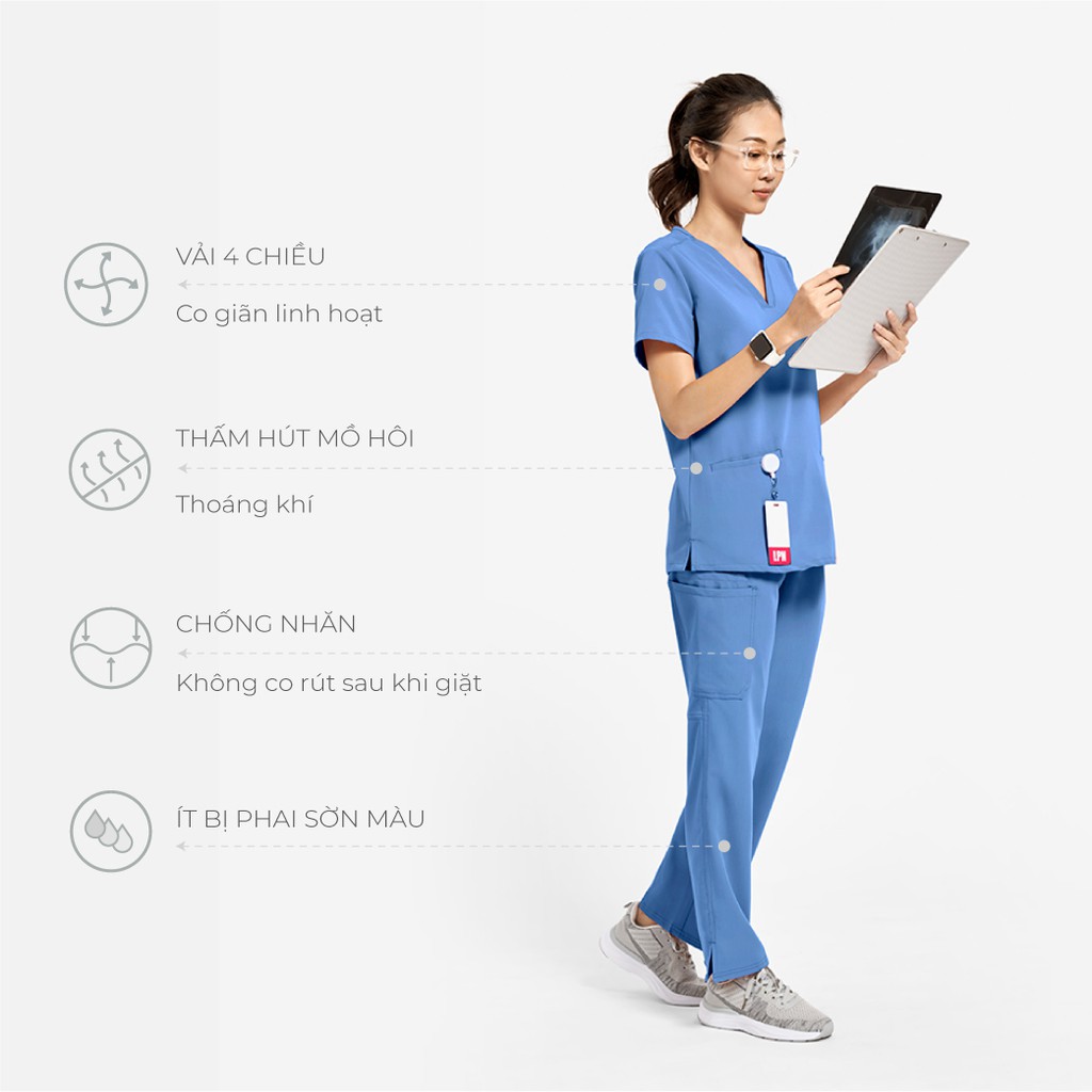 ÁO SCRUB NỮ V-NECK 3 TÚI