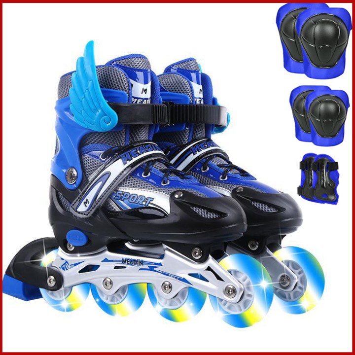 Giày patin trượt Sport dành cho trẻ em người lớn có thể điều chỉnh to nhỏ batin batanh tặng cánh