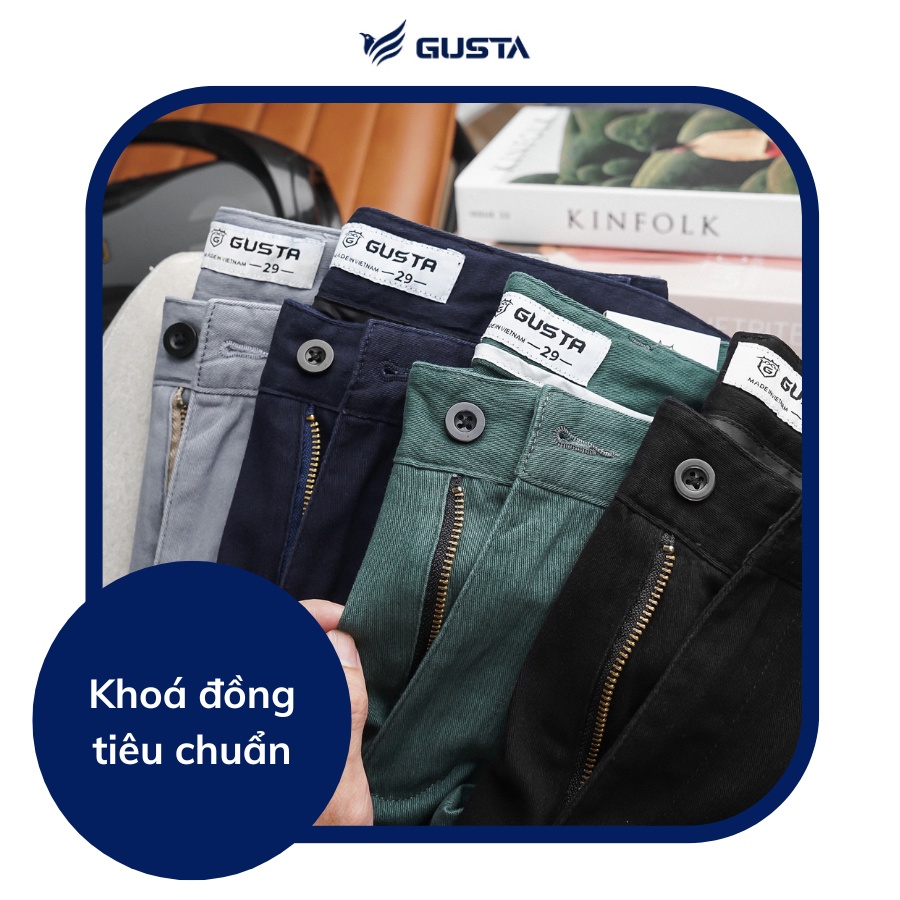 Quần Kaki Nam Ống Đứng GUSTA quần nam cao cấp dáng slimfit phong cách trẻ trung lịch lãm - KA02