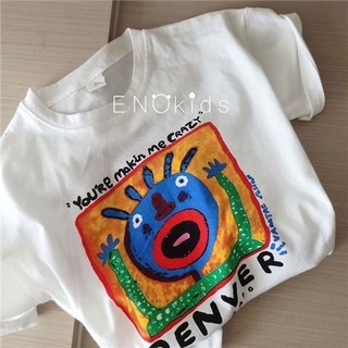 Áo Thun Tay Ngắn Dáng Rộng Bằng Vải Cotton Mềm Thoáng Khí In Họa Tiết Hoạt Hình Phong Cách Nhật Bản Cho Bé Trai Và Gái
