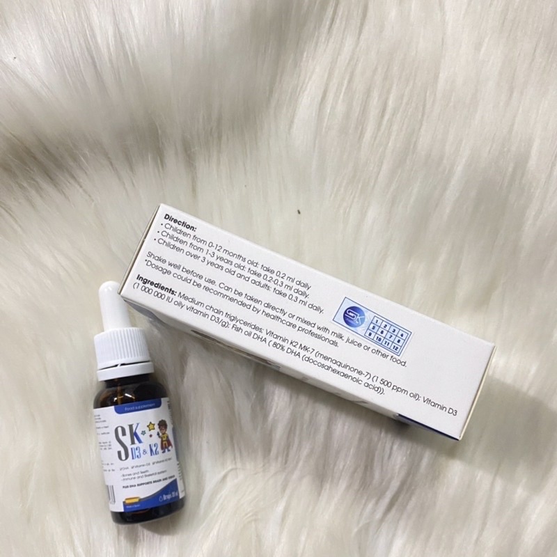 SK D3K2 – BỔ SUNG VITAMIN D3 VÀ VITAMIN K2 - MK7. SẢN PHẨM NHẬP KHẨU 1lọ 20ml