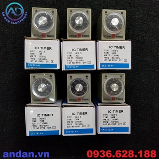 Rơ le thời gian, relay timer, rơle hẹn trễ ckc ah3-3 220vac 24vdc 10s 30s 60s 10m 30m 60m